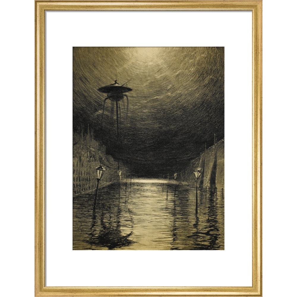 The Flooded City print in gold frame