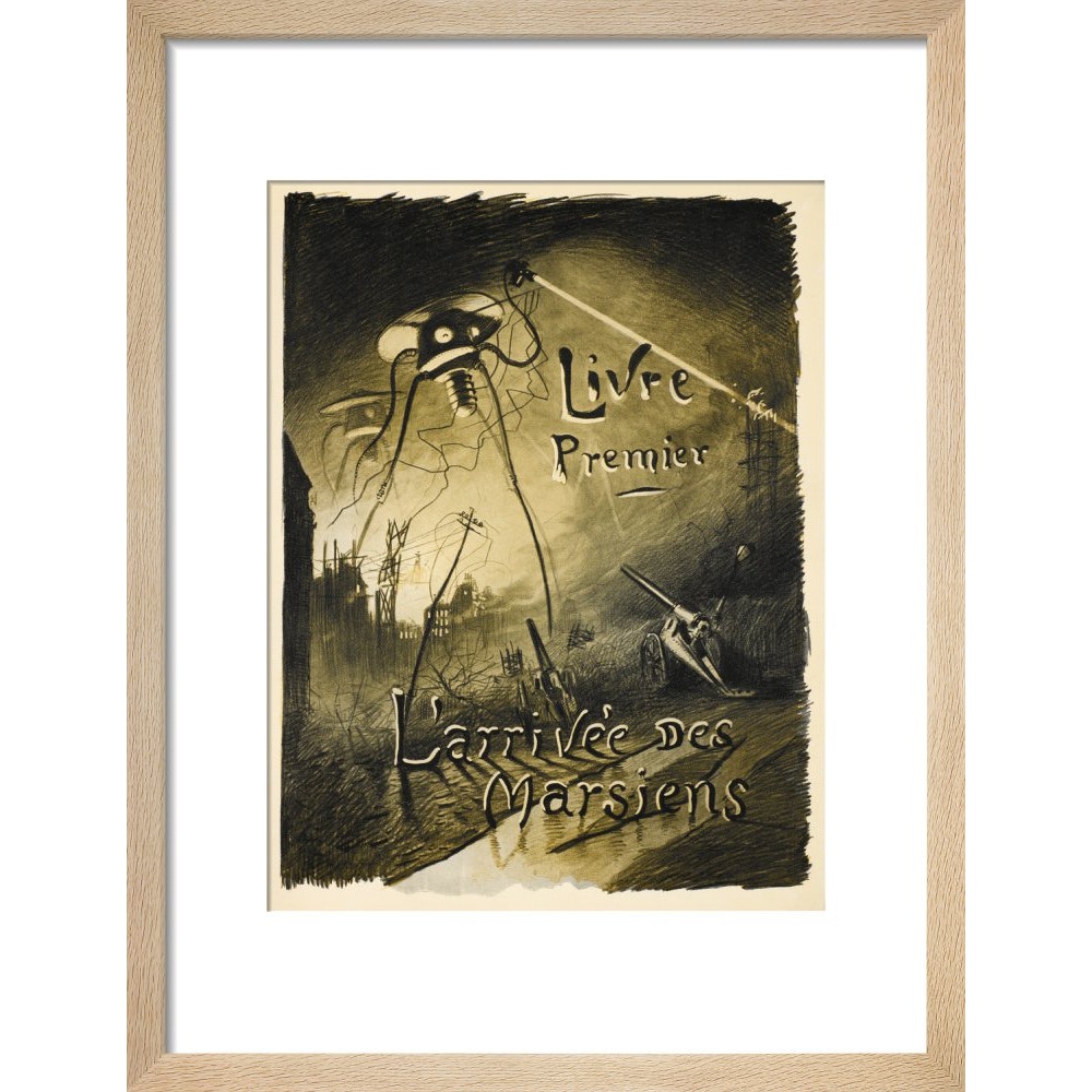 The Martians Arrive print in natural frame
