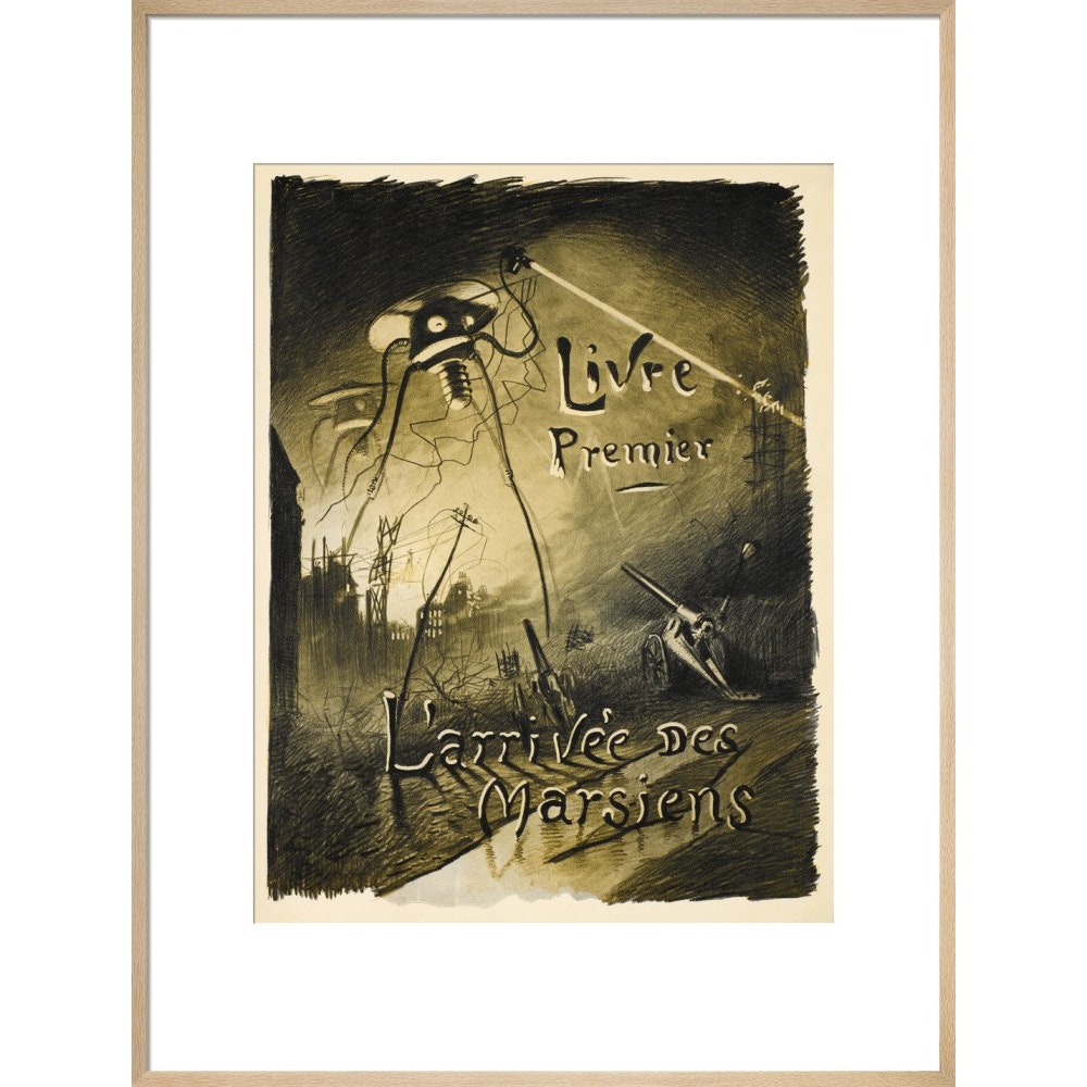 The Martians Arrive print in natural frame