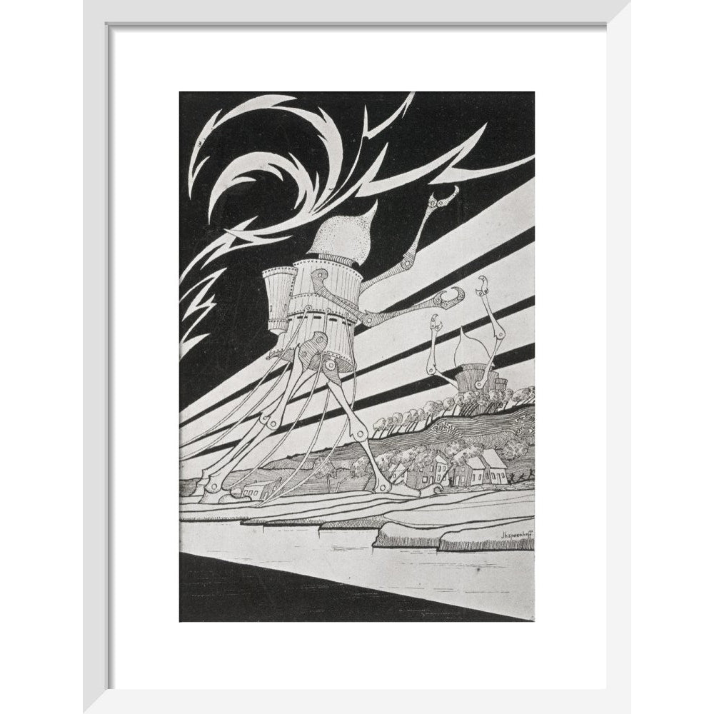 The Martian Tripods print in white frame