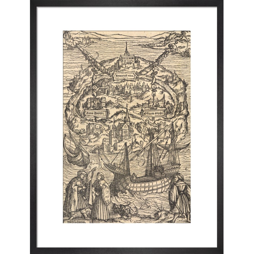 Utopia print in black frame