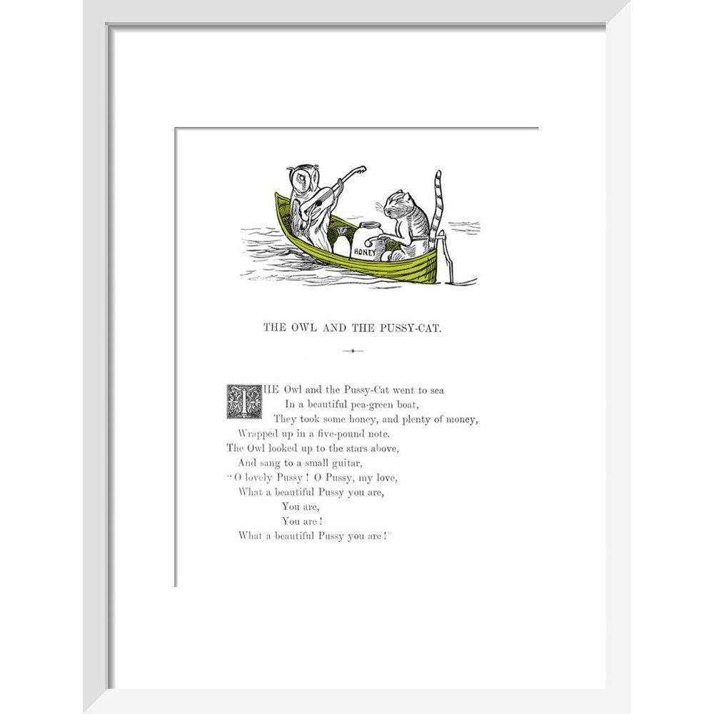 The Owl and the Pussycat print in white frame
