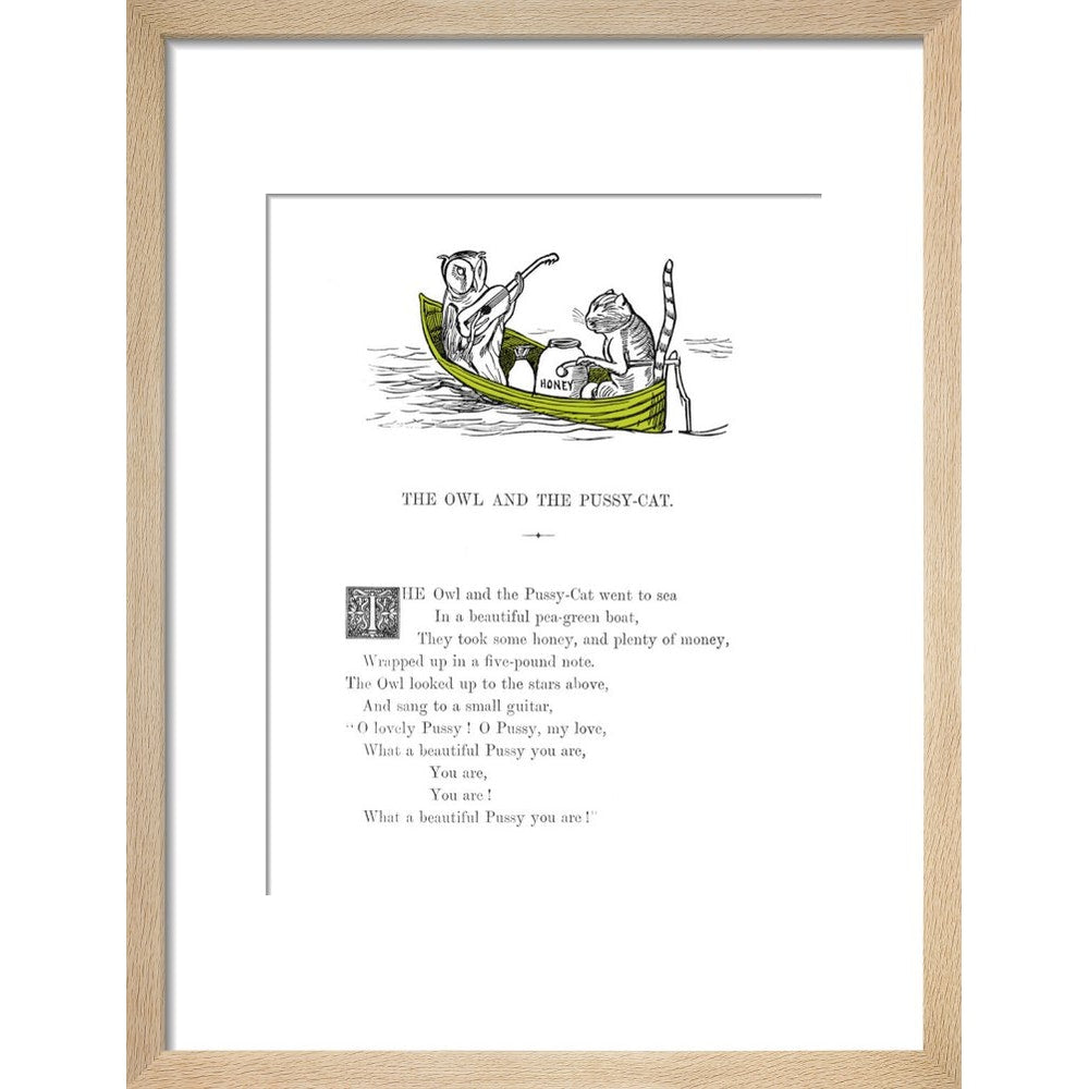 The Owl and the Pussycat print in natural frame