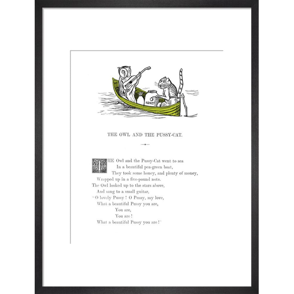 The Owl and the Pussycat print in black frame