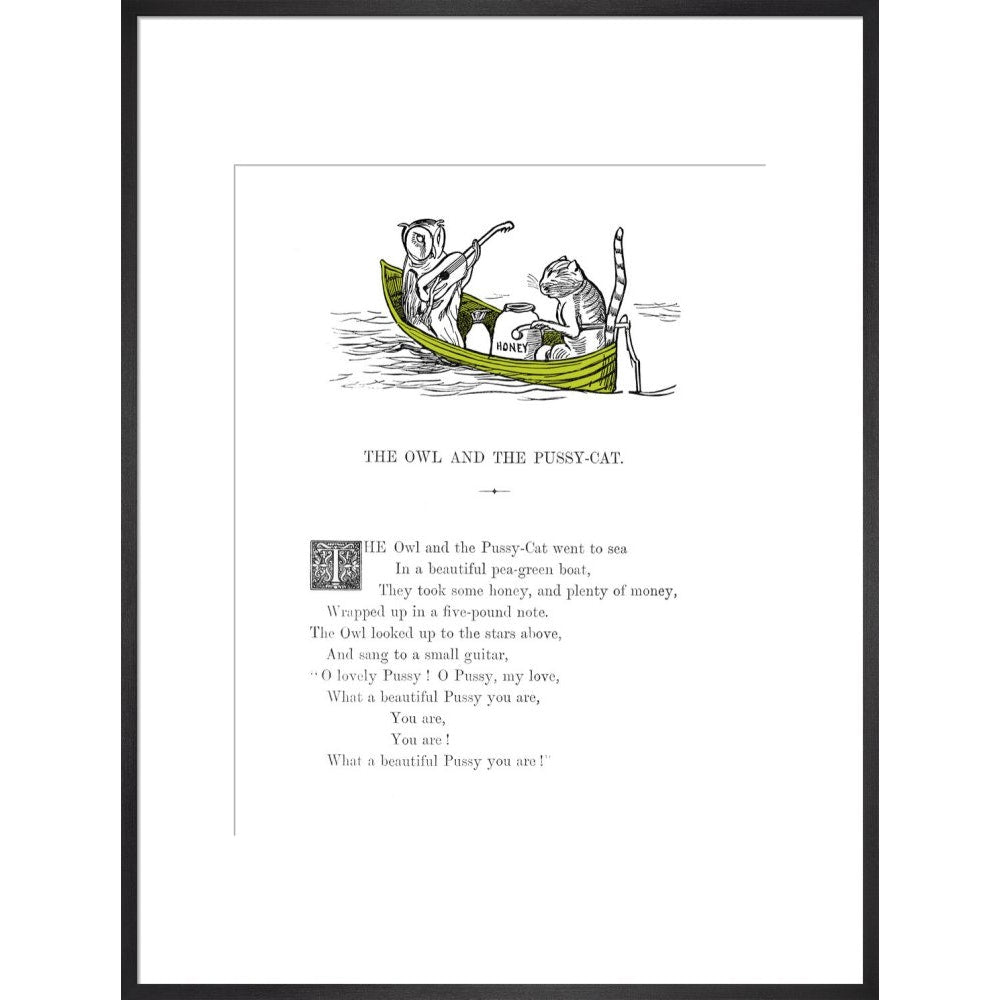 The Owl and the Pussycat print in black frame