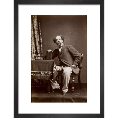 Portrait of Charles Dickens print in black frame