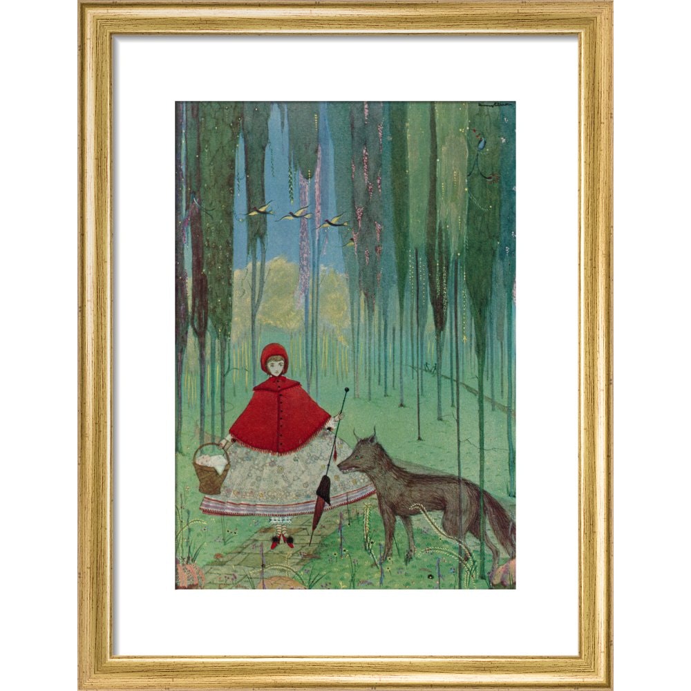 Little Red Riding Hood print in gold frame