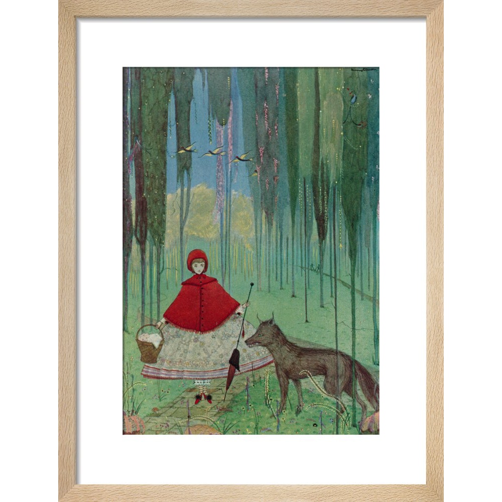 Little Red Riding Hood print in natural frame