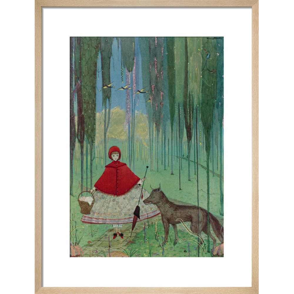 Little Red Riding Hood print in natural frame