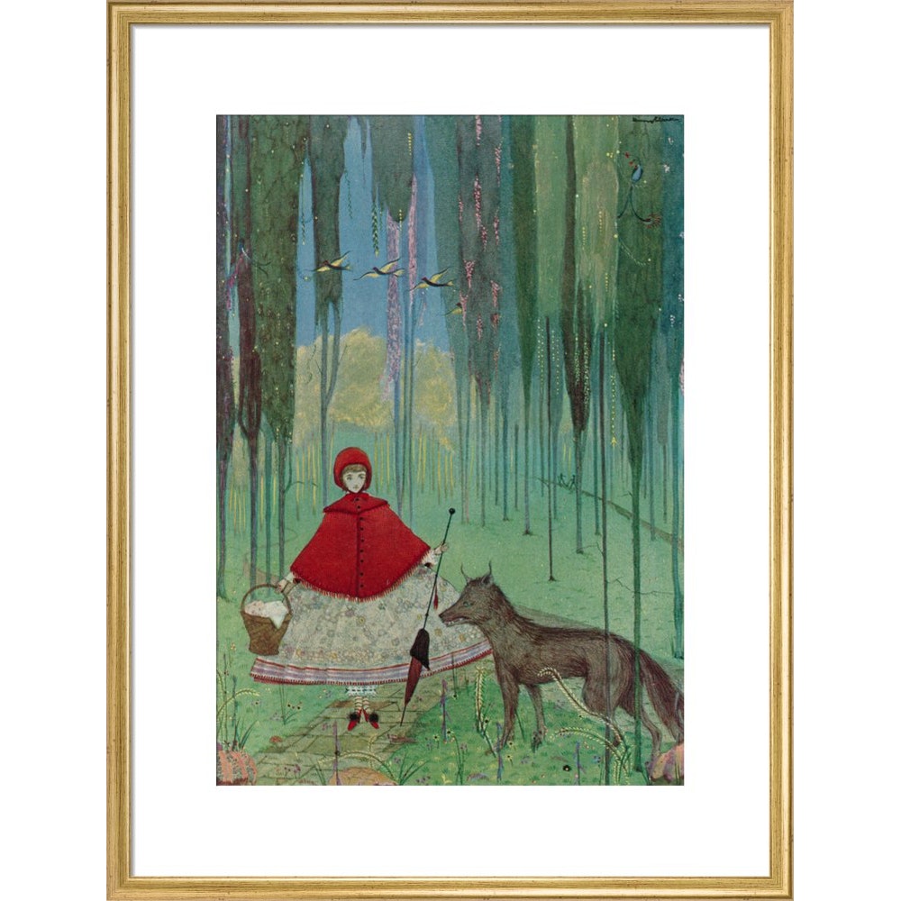Little Red Riding Hood print in gold frame