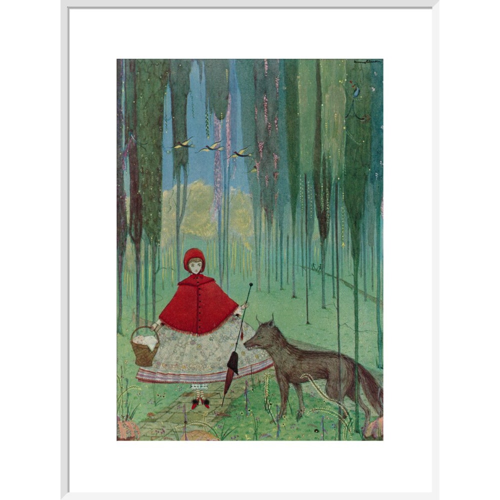 Little Red Riding Hood print in white frame