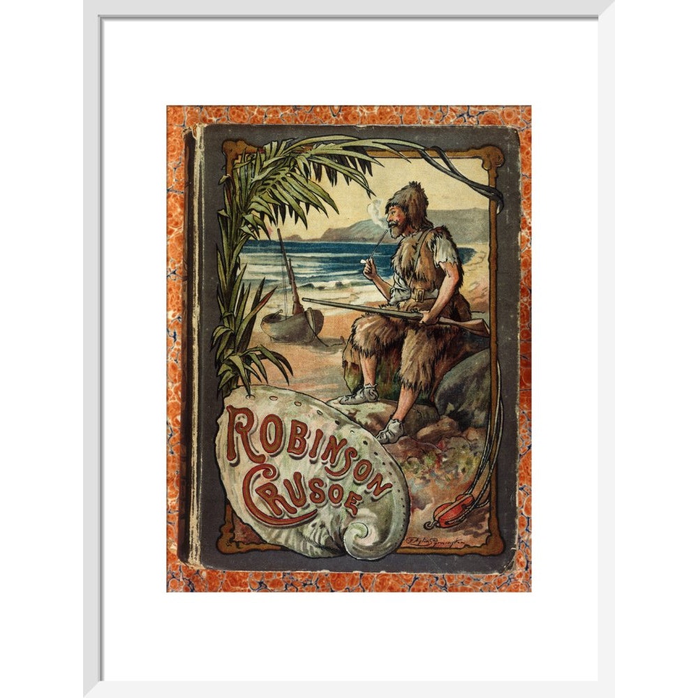 Robinson Crusoe print in white frame