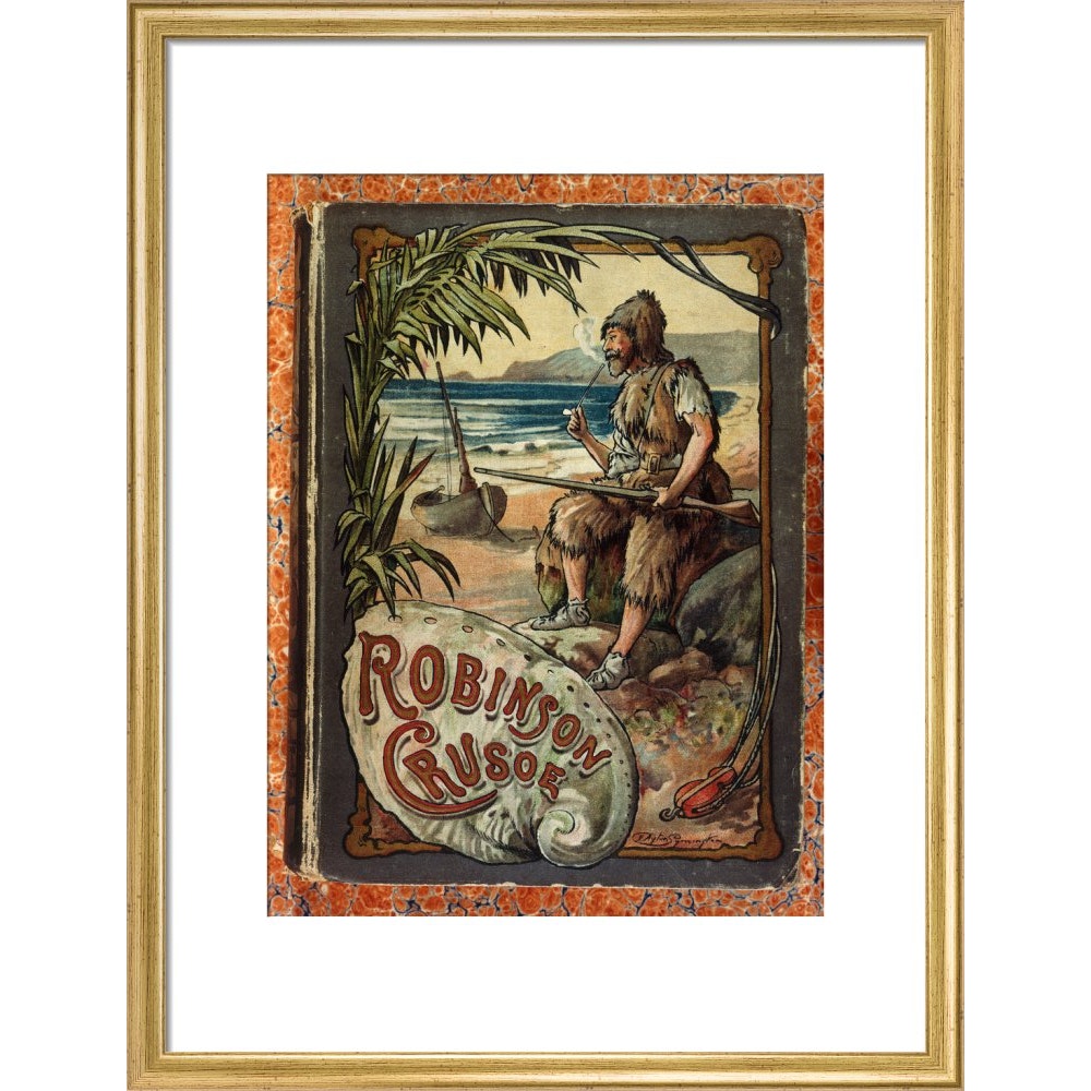 Robinson Crusoe print in gold frame