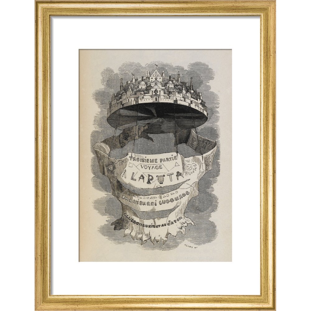 Laputa print in gold frame