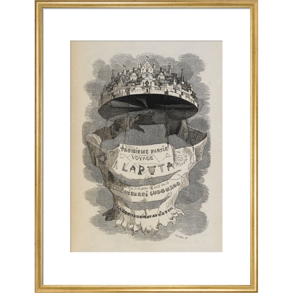 Laputa print in gold frame