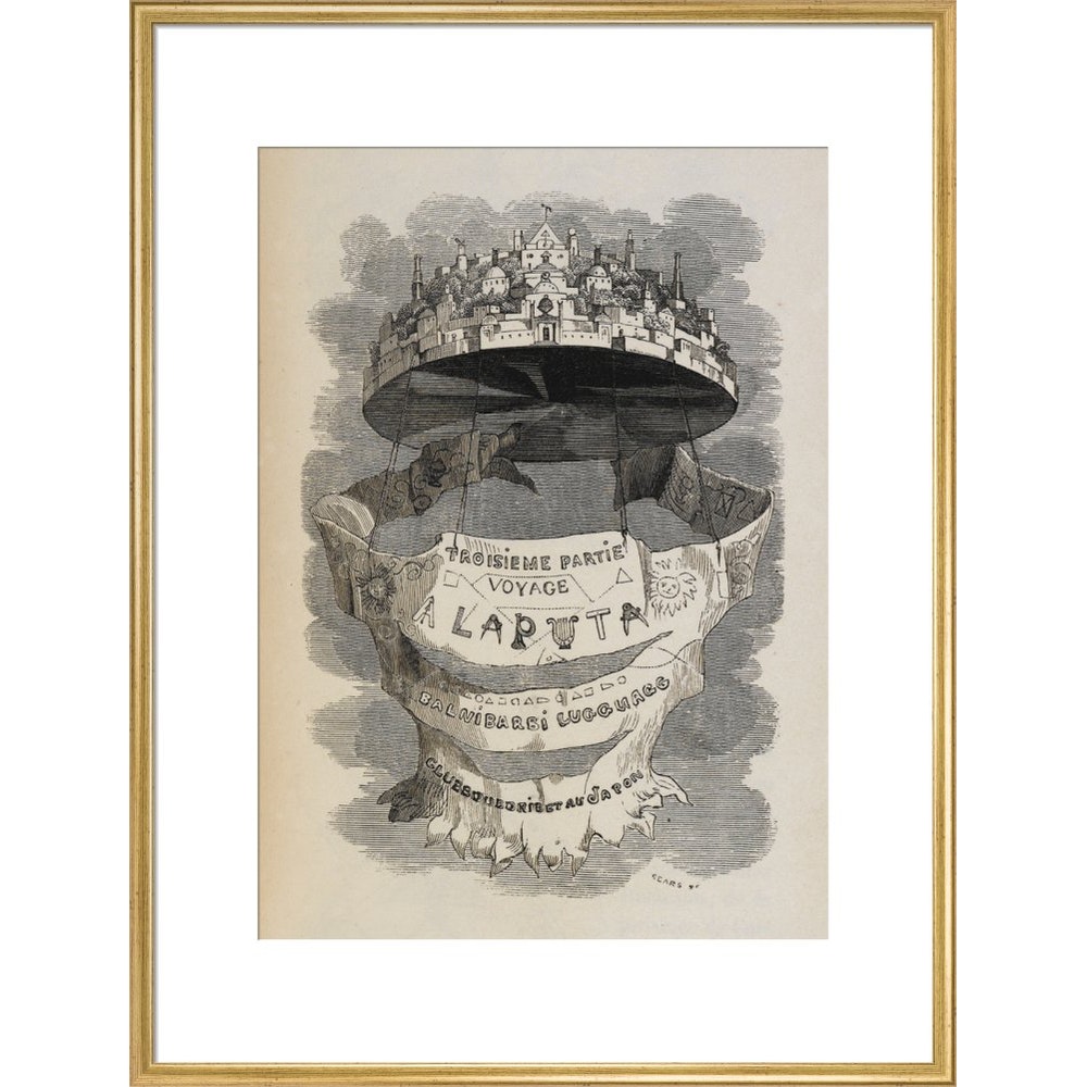 Laputa print in gold frame