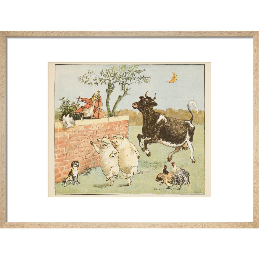 Hey Diddle Diddle print in natural frame