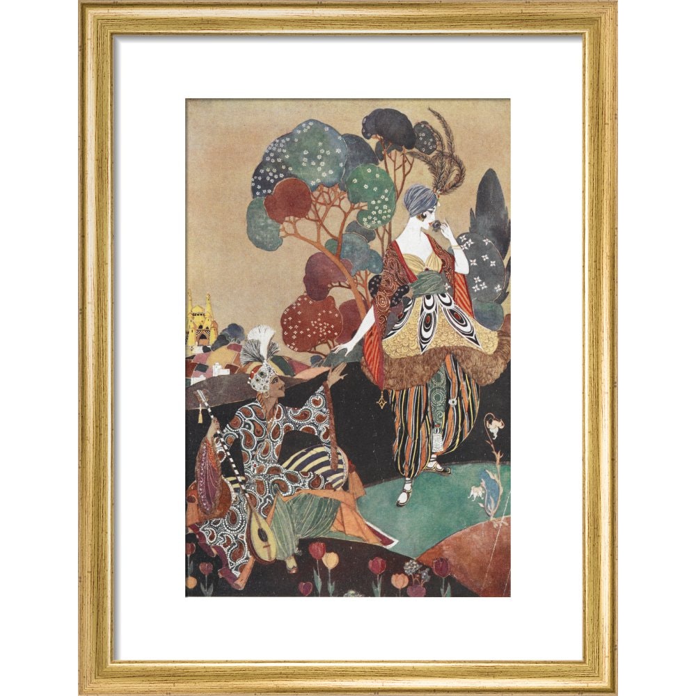 Rubaiyat of Omar Khayyam print in gold frame