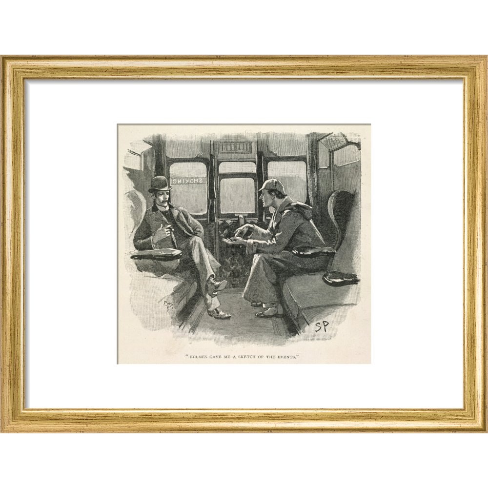Sherlock Holmes and Dr Watson print in gold frame