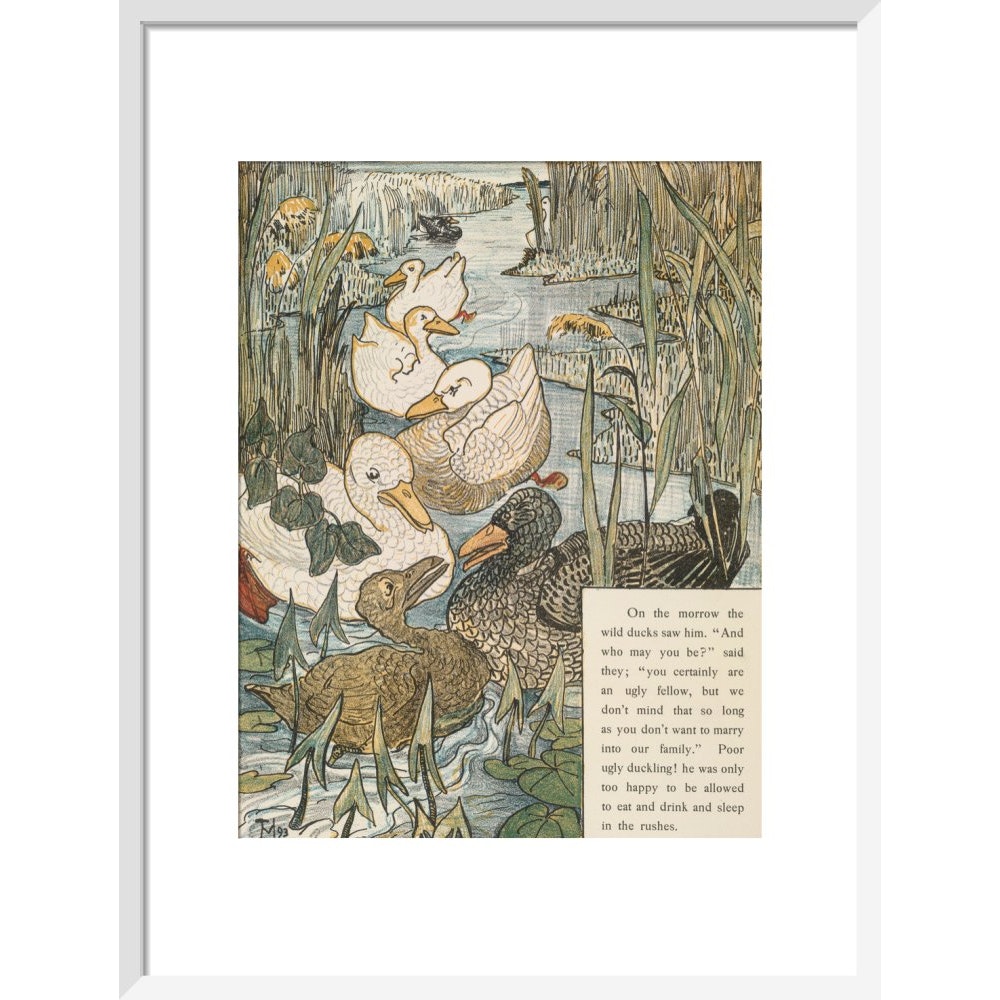 The Ugly Duckling print in white frame