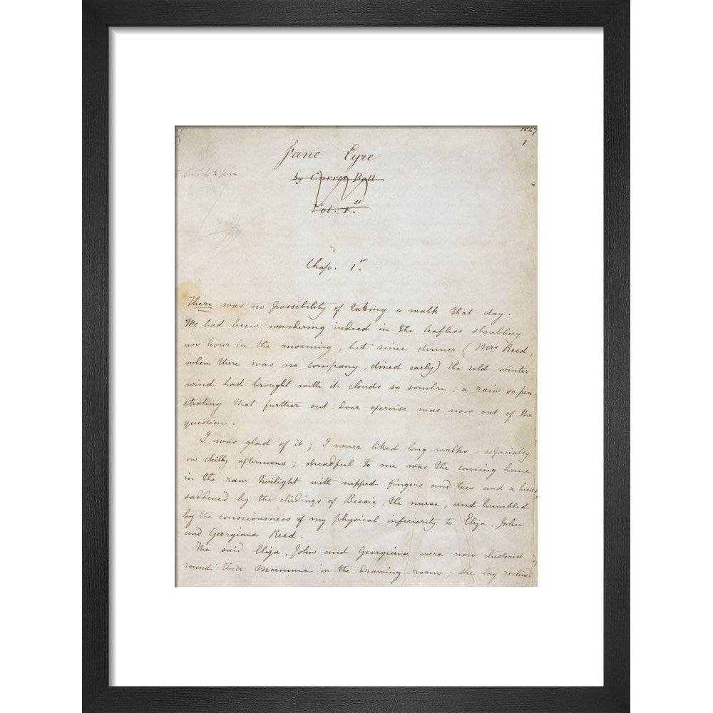 Jane Eyre by Charlotte Brontë print in black frame