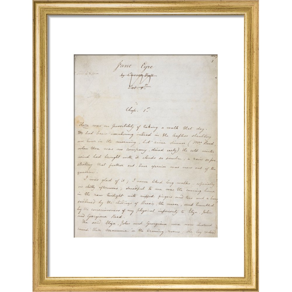 Jane Eyre by Charlotte Brontë print in gold frame