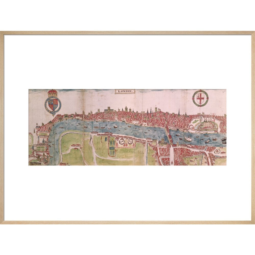 London panorama print in natural frame
