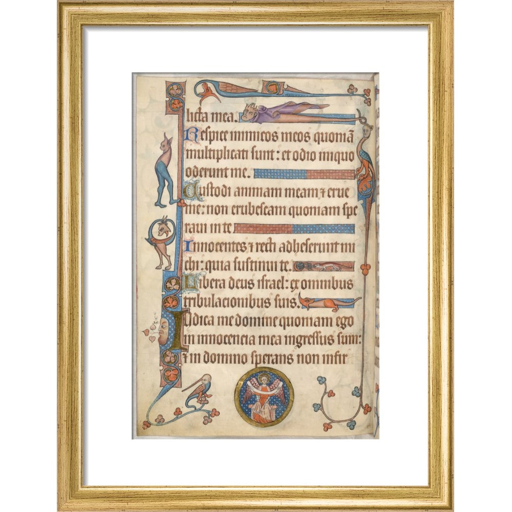 Luttrell Psalter print in gold frame