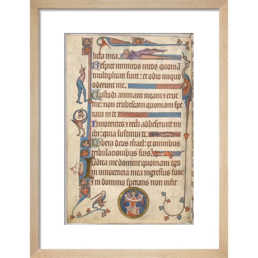 Luttrell Psalter print in natural frame