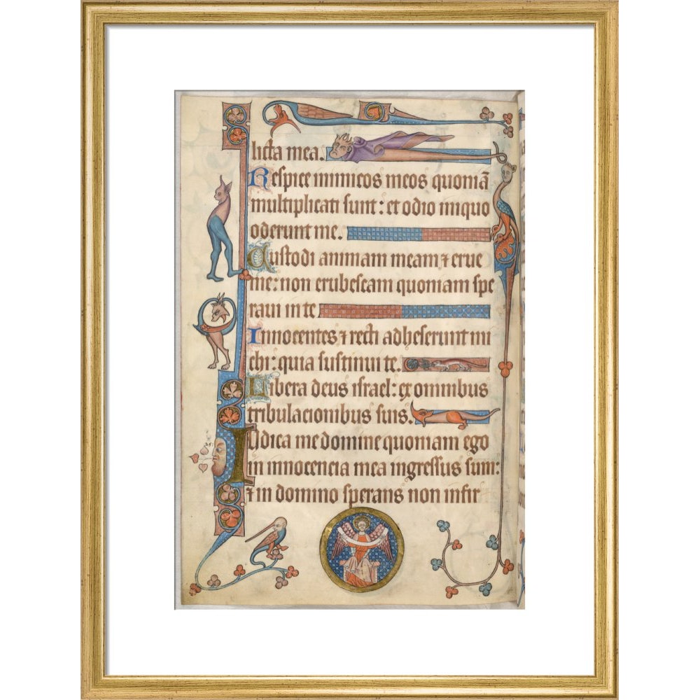 Luttrell Psalter print in gold frame