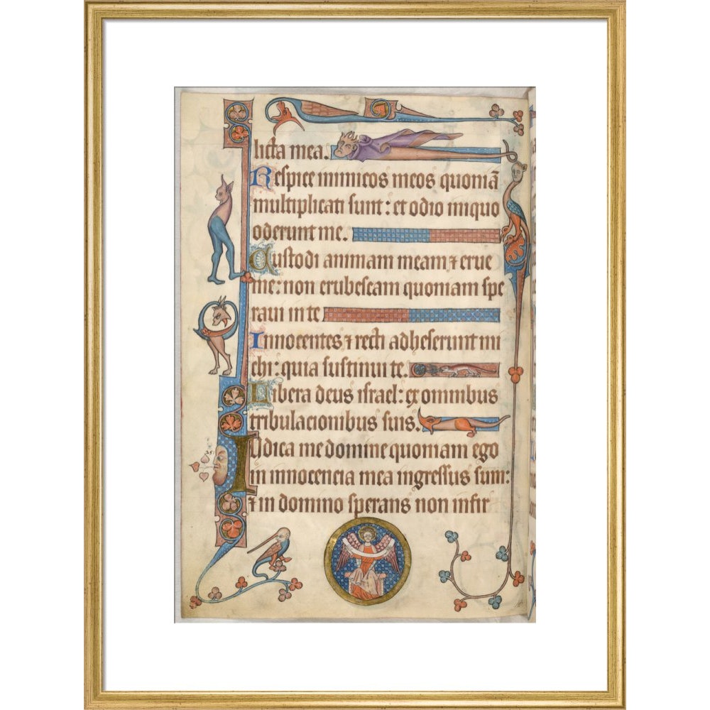 Luttrell Psalter print in gold frame