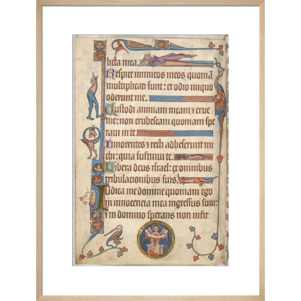 Luttrell Psalter print in natural frame