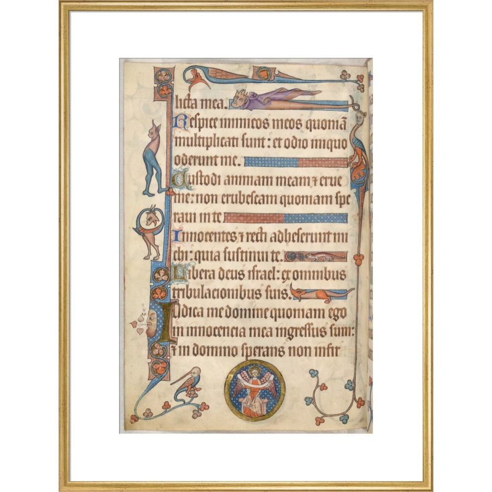 Luttrell Psalter print in gold frame