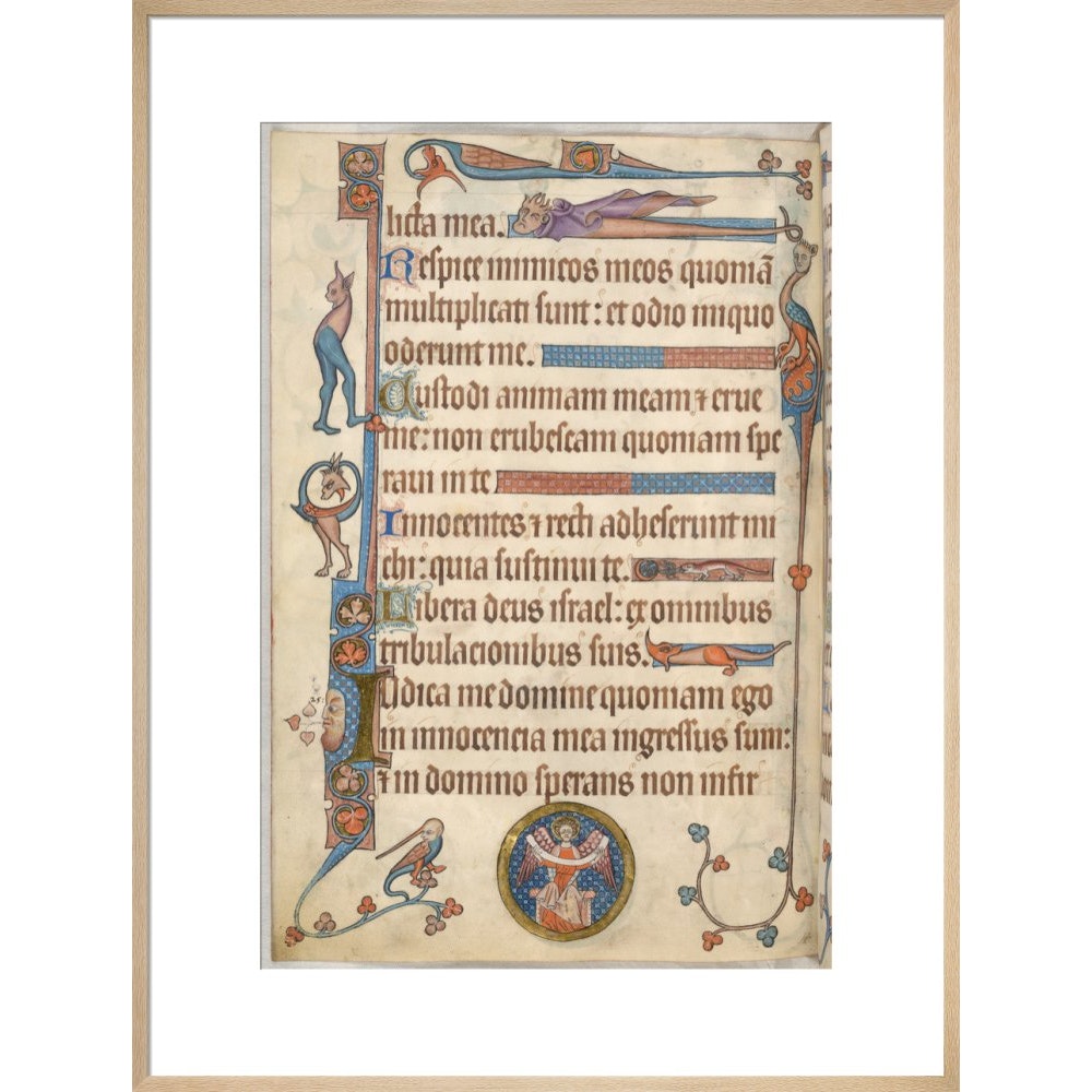 Luttrell Psalter print in natural frame