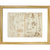 Notebook of Leonardo da Vinci print in gold frame