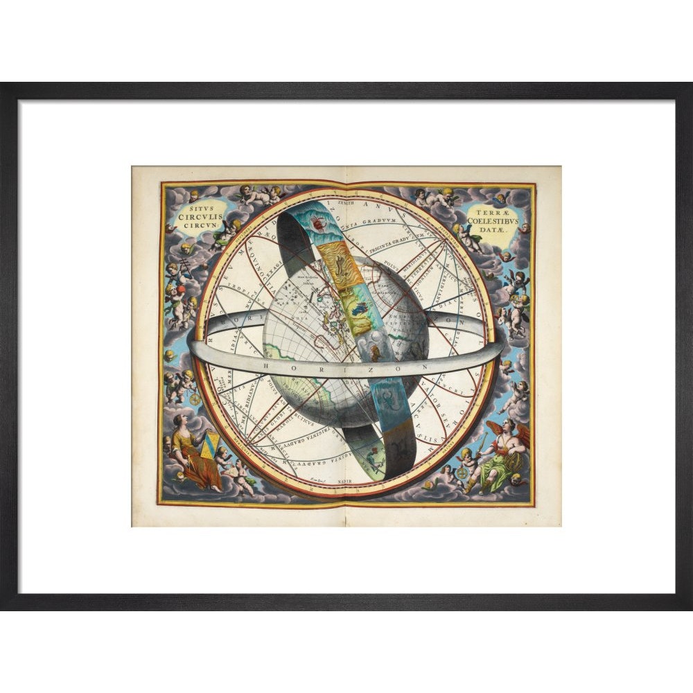 Planisphere with astrological signs of the zodiac print in black frame