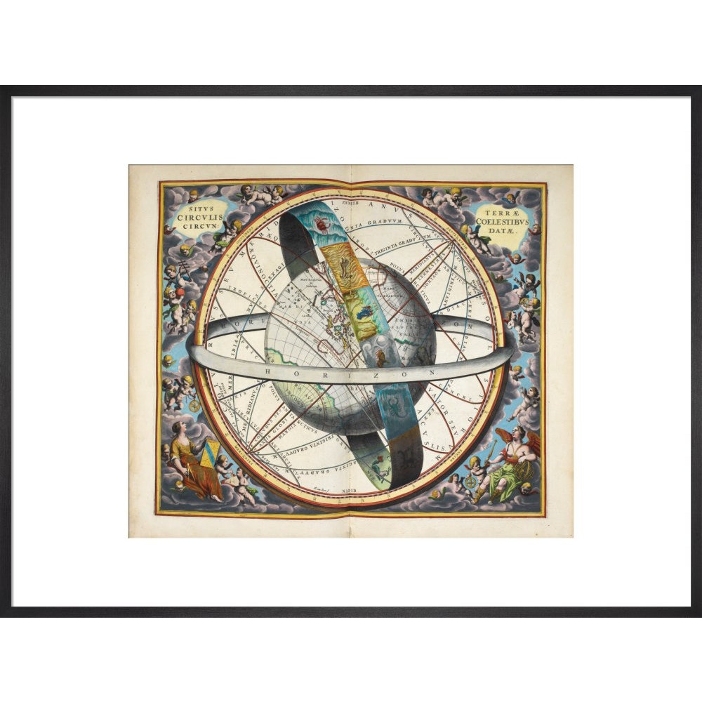 Planisphere with astrological signs of the zodiac print in black frame
