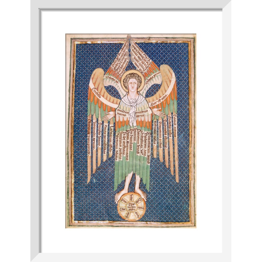The cherub print in white frame