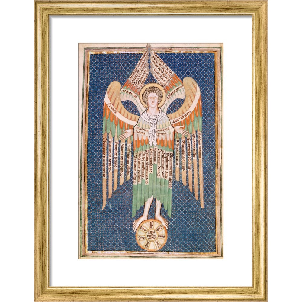 The cherub print in gold frame