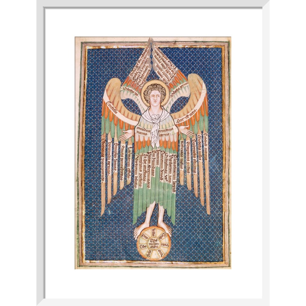 The cherub print in white frame