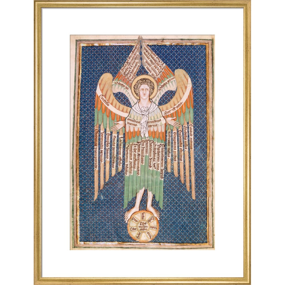 The cherub print in gold frame