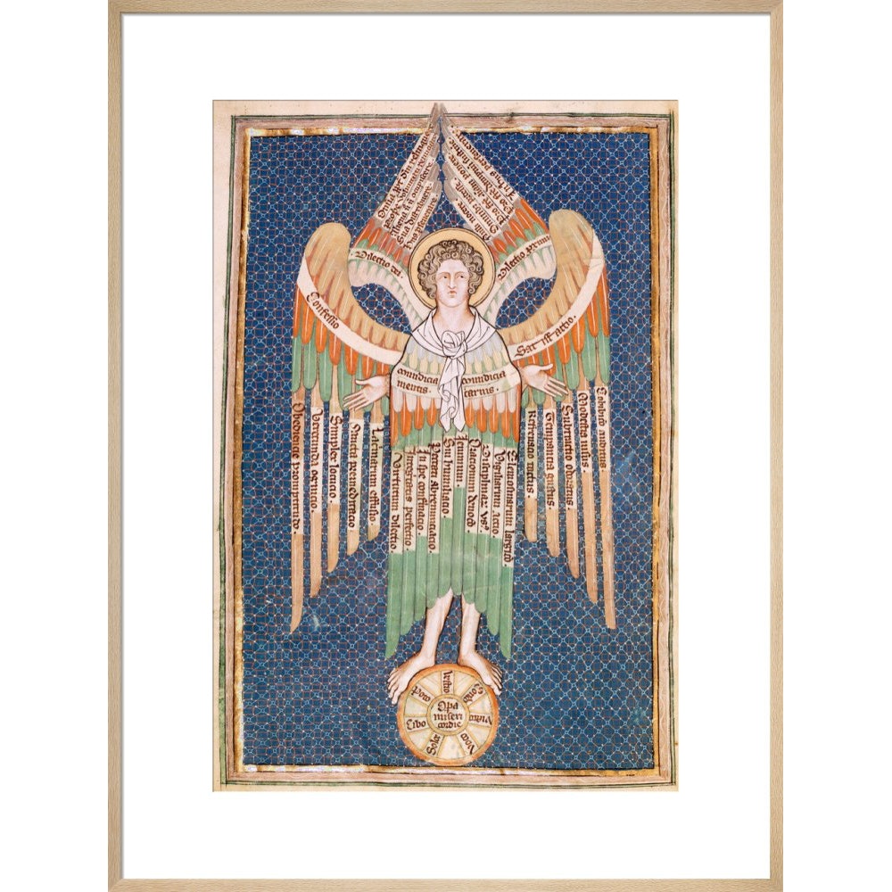 The cherub print in natural frame