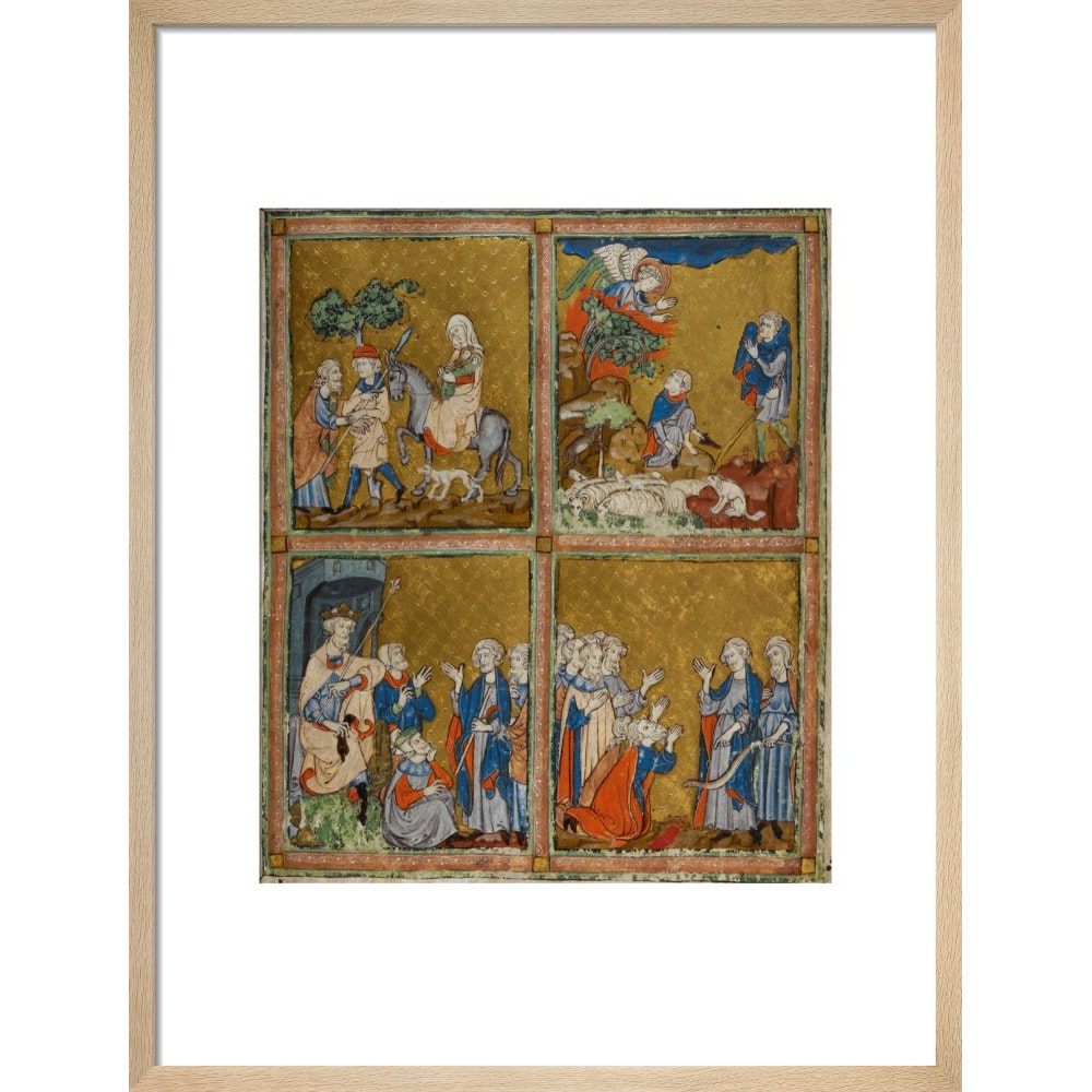 The Golden Haggadah print in natural frame