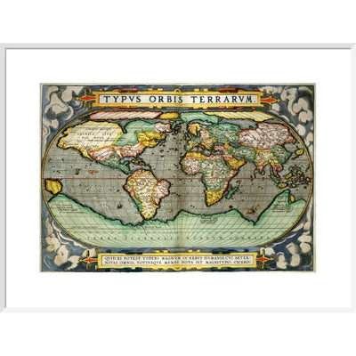 World Map (from Atlas Sive Cosmographica) print in white frame