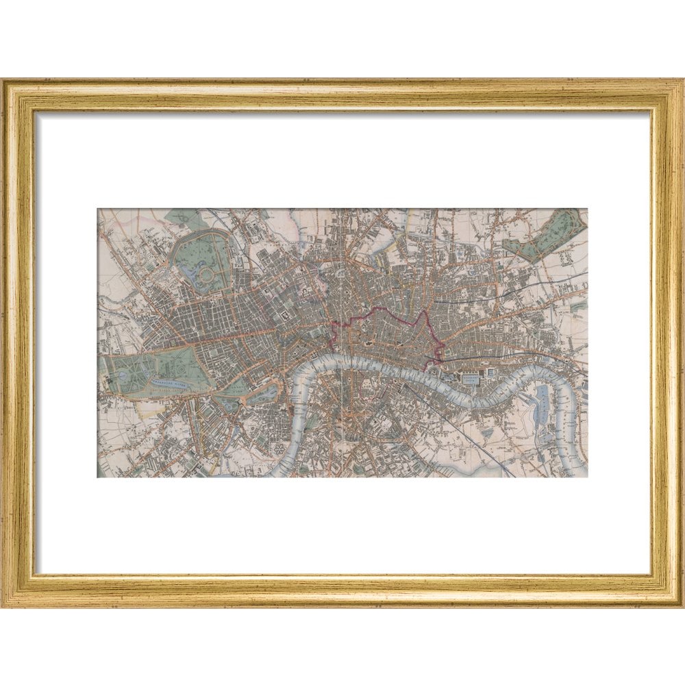 Cross's Map of London print in gold frame