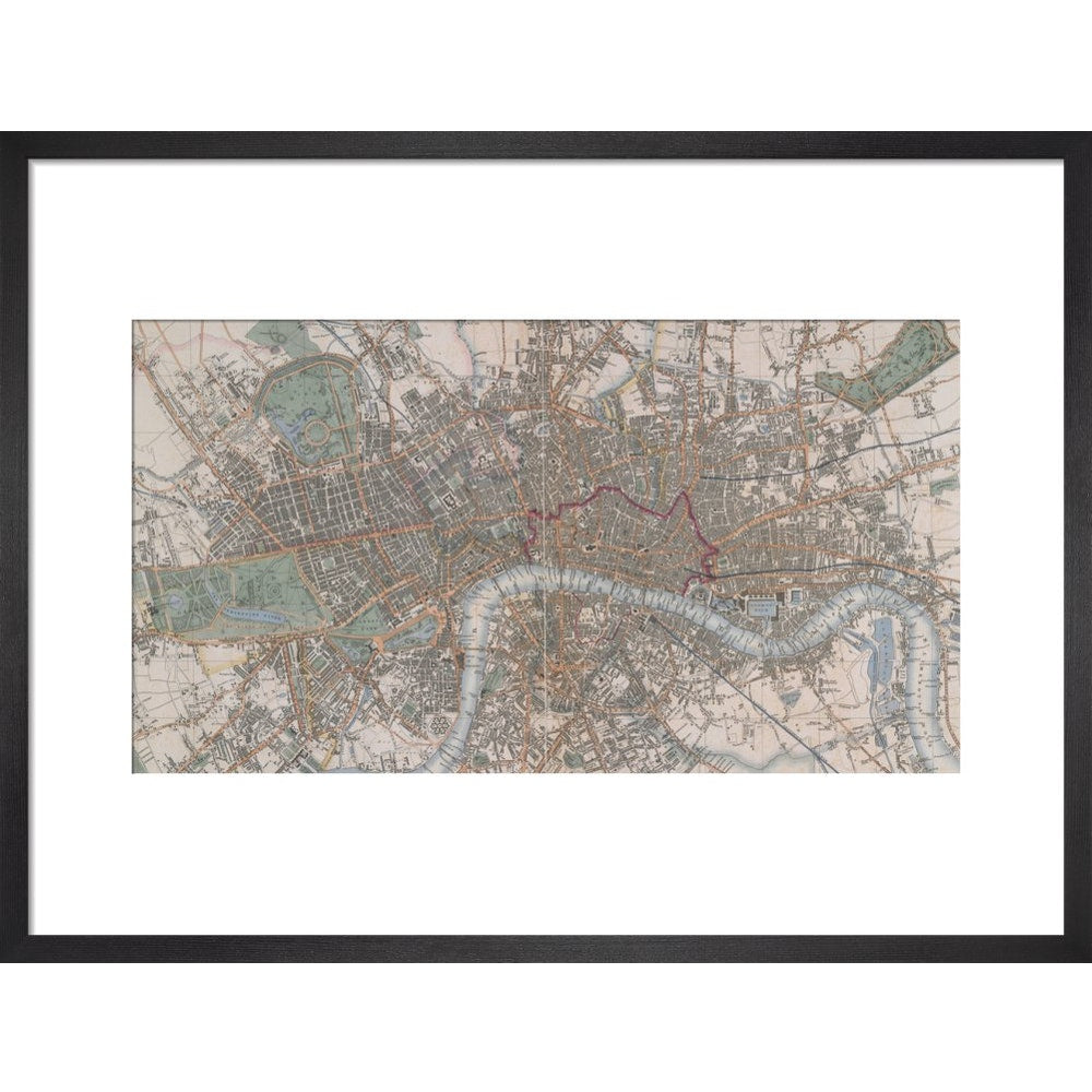 Cross's Map of London print in black frame