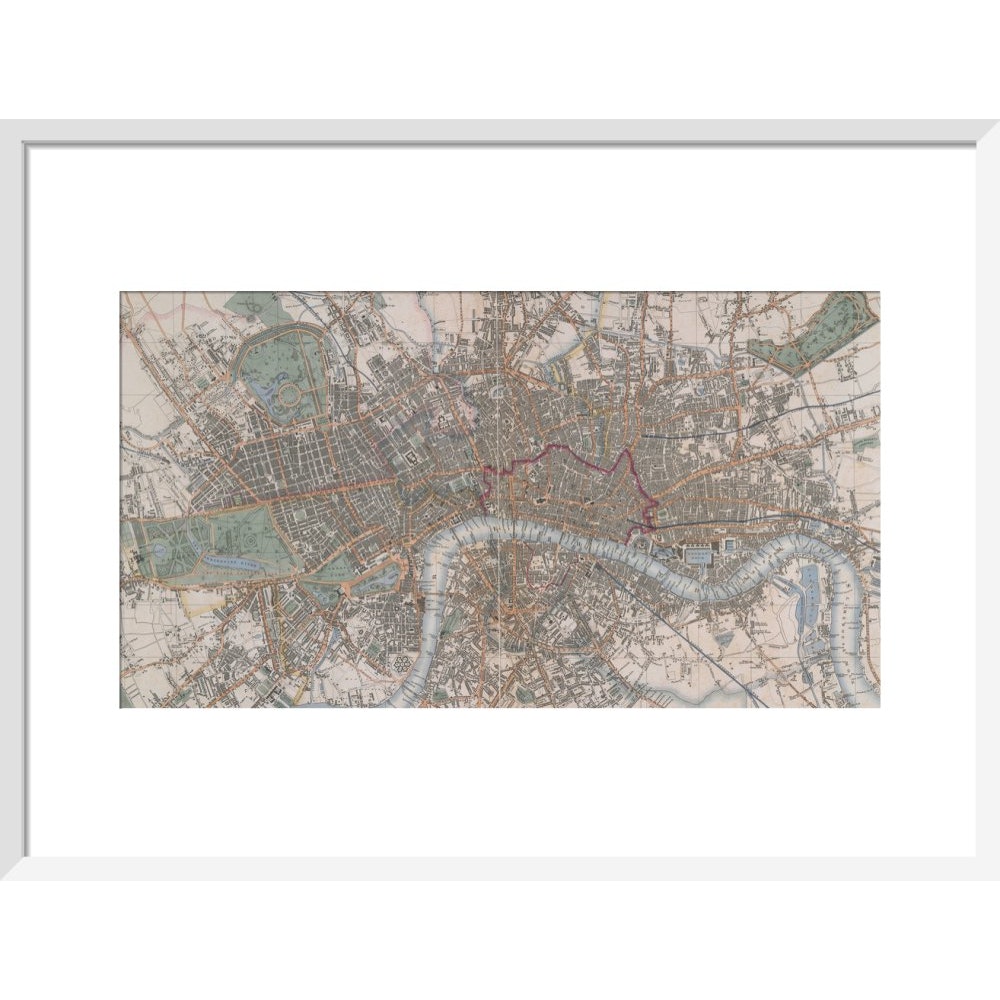 Cross's Map of London print in white frame