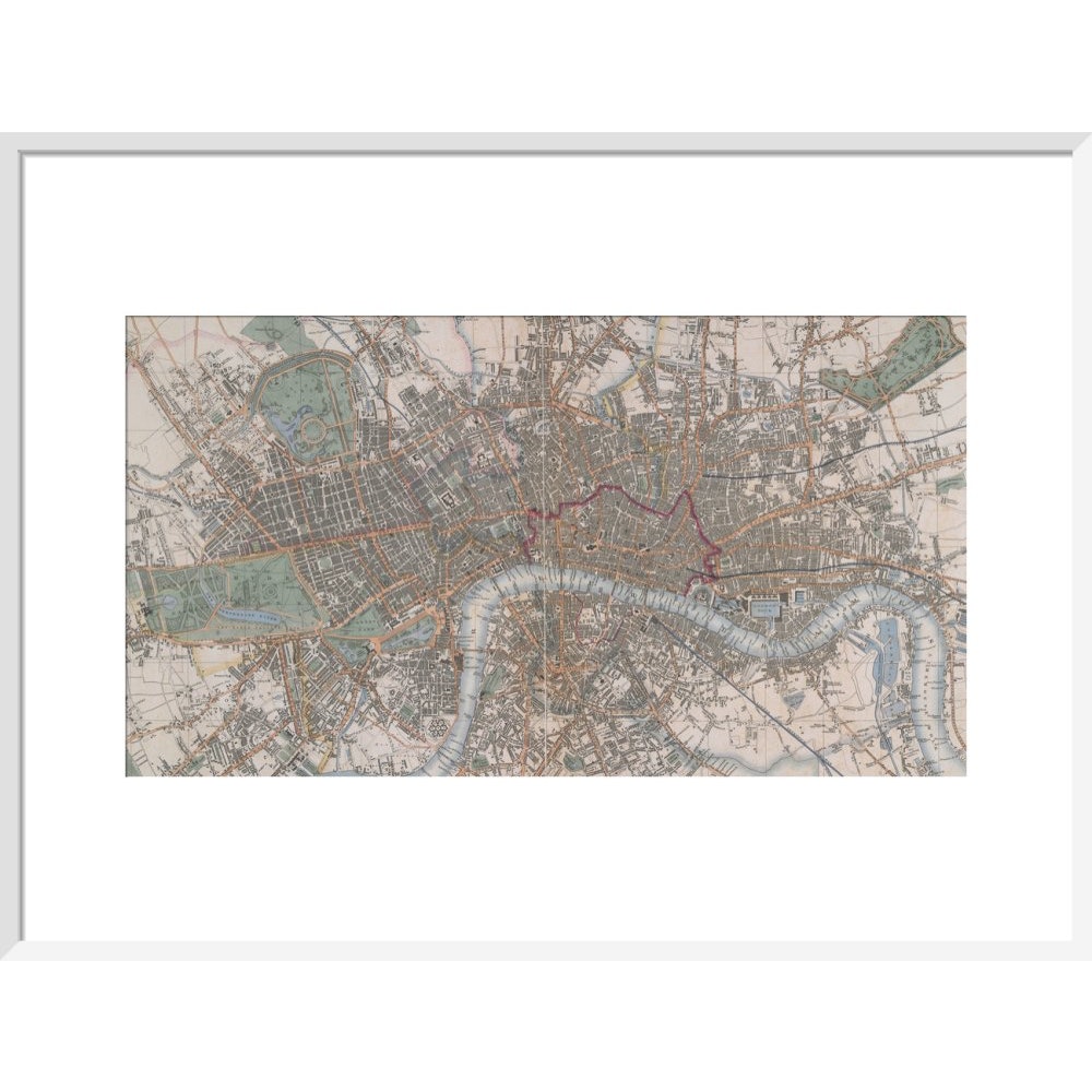 Cross's Map of London print in white frame