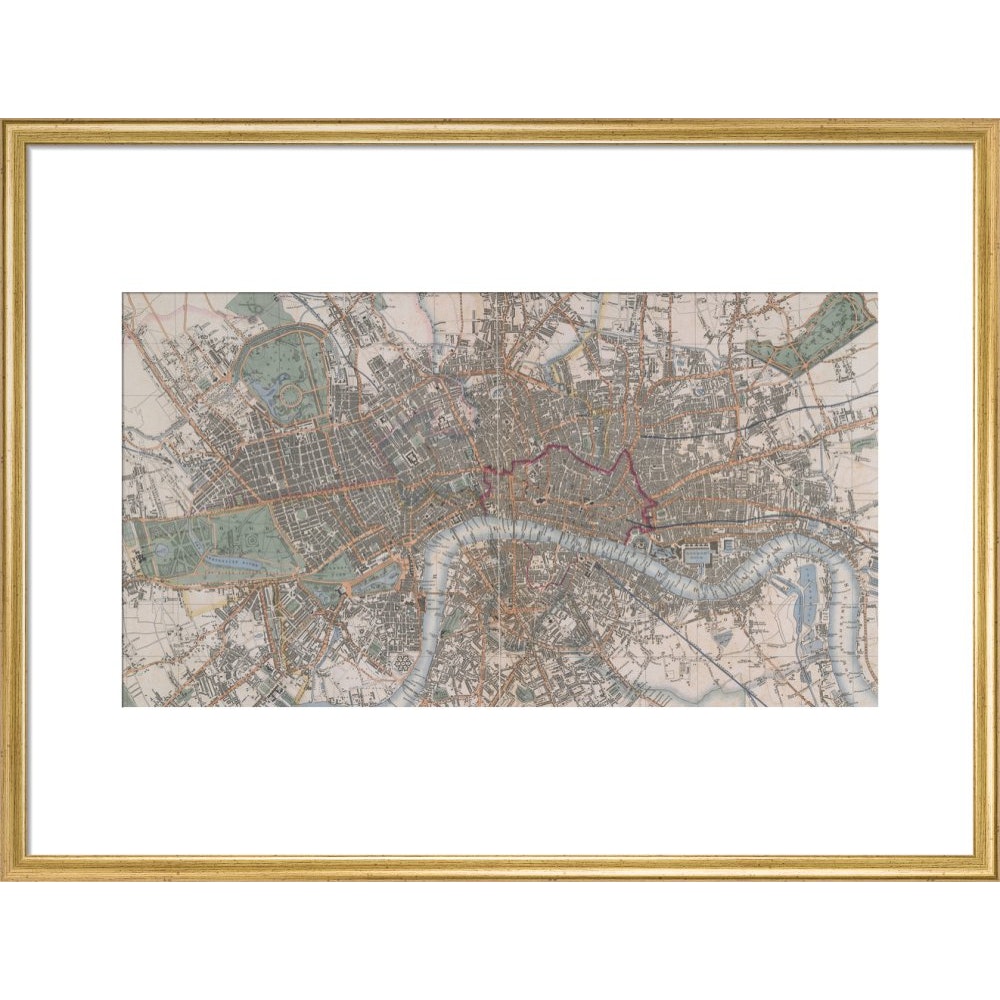 Cross's Map of London print in gold frame