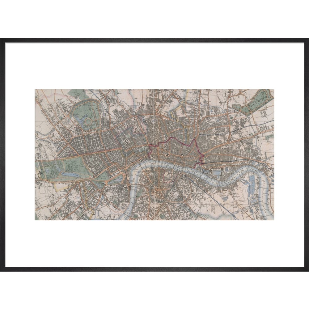 Cross's Map of London print in black frame